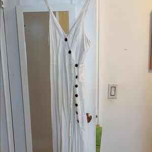 Urban Outfitters White Button-Down Spaghetti Strap Maxi Dress
